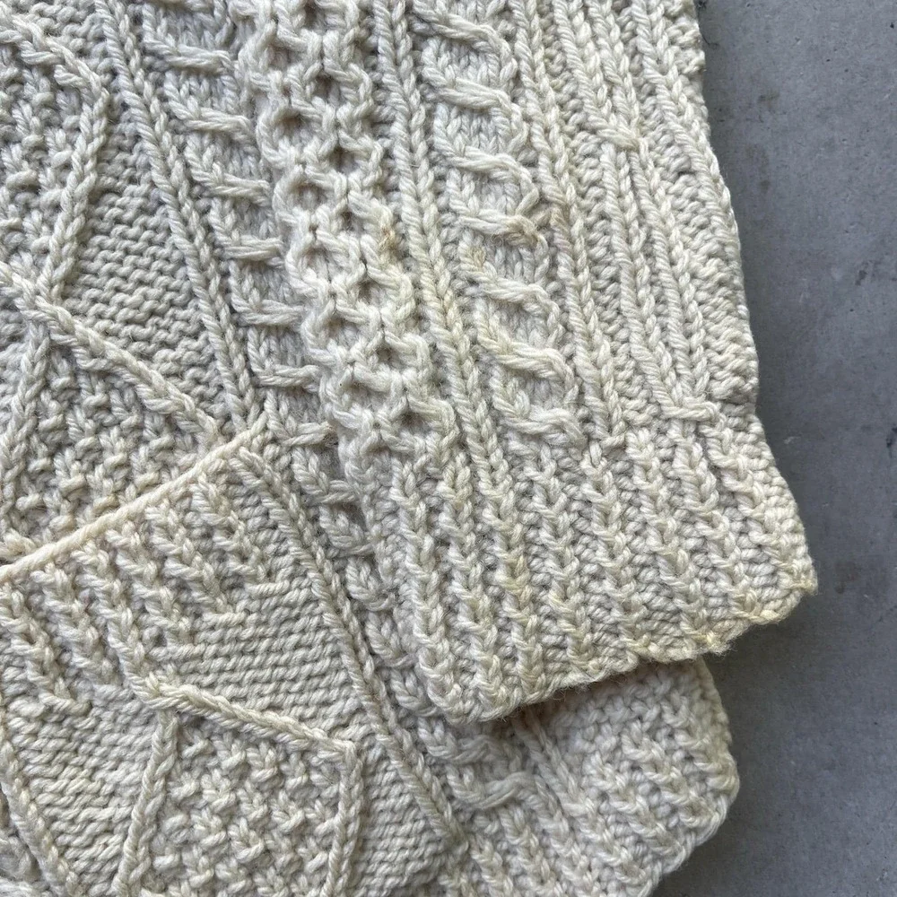 Vintage Heron Garment Aran Irish Cardigan Sweater Wool Fisherman Cable Knit M/L - Picture 6 of 7